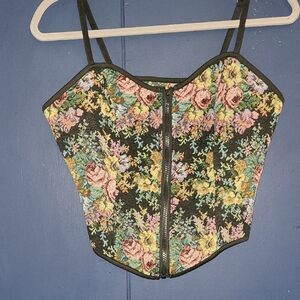 Floral Black Corset Top